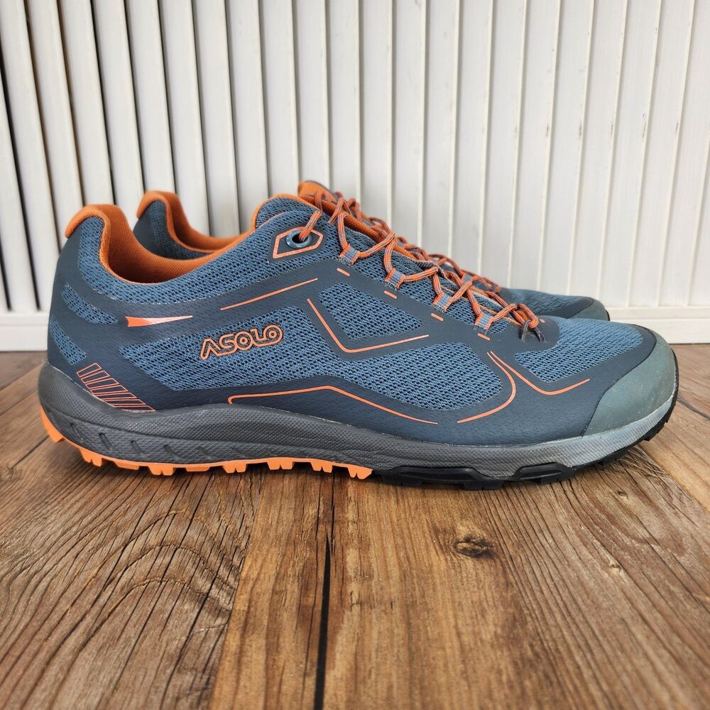 Asolo Flyer Trail Hiking Shoes Mens Sz 11 Blue Orange Vibram Lightweight Sneaker